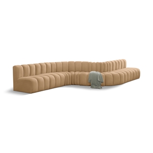 Bowery Hill Contemporary Soft Camel Velvet Modular Sectional