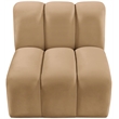 Bowery Hill Contemporary Deep Channel Tufted Soft Camel Velvet Straight Chair