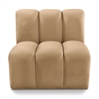 Bowery Hill Contemporary Deep Channel Tufted Soft Camel Velvet Straight Chair