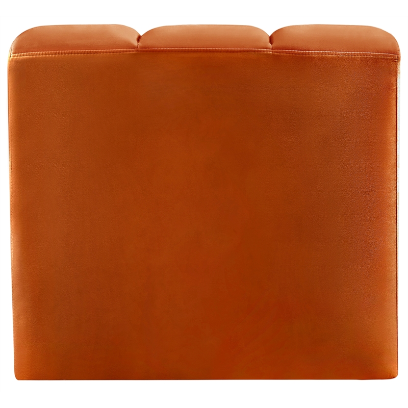 Bowery Hill Contemporary Deep Channel Tufted Soft Cognac Velvet Curved Corner