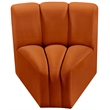 Bowery Hill Contemporary Deep Channel Tufted Soft Cognac Velvet Curved Corner