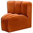 Bowery Hill Contemporary Deep Channel Tufted Soft Cognac Velvet Curved Corner