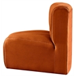 Bowery Hill Contemporary Deep Channel Tufted Soft Cognac Velvet Curved Corner