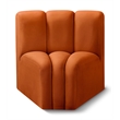 Bowery Hill Contemporary Deep Channel Tufted Soft Cognac Velvet Curved Corner
