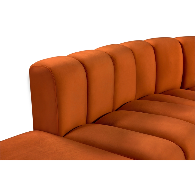 Bowery Hill Contemporary Soft Cognac Velvet Modular Sectional