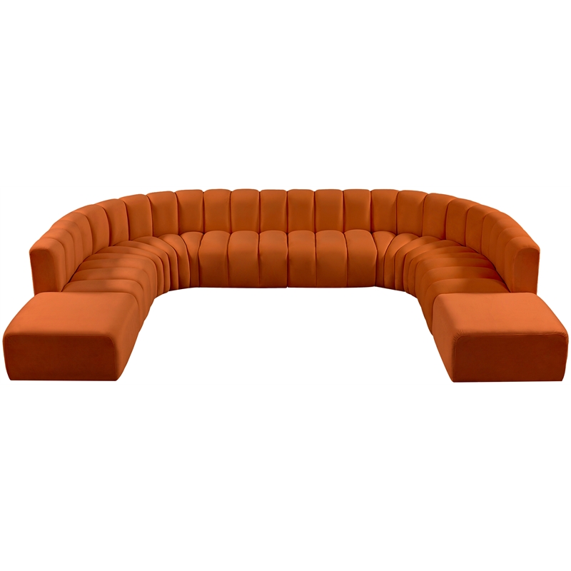Bowery Hill Contemporary Soft Cognac Velvet Modular Sectional
