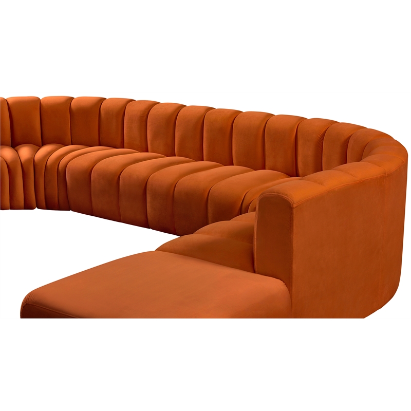Bowery Hill Contemporary Soft Cognac Velvet Modular Sectional