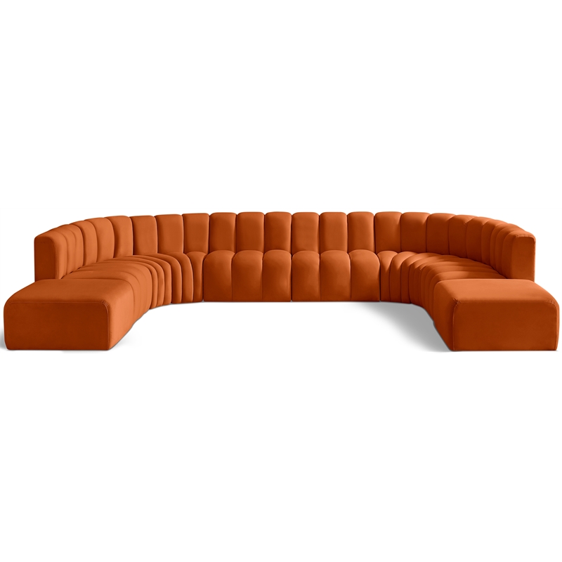 Bowery Hill Contemporary Soft Cognac Velvet Modular Sectional