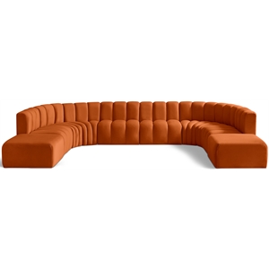 Bowery Hill Contemporary Soft Cognac Velvet Modular Sectional