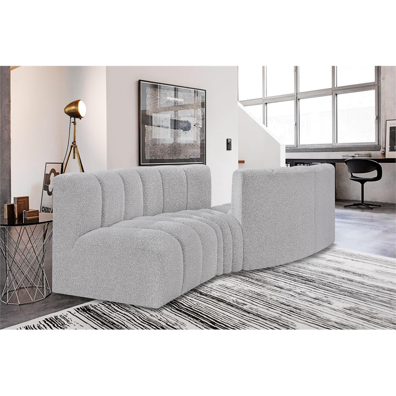 Bowery Hill Contemporary Grey Boucle Fabric Modular Sectional
