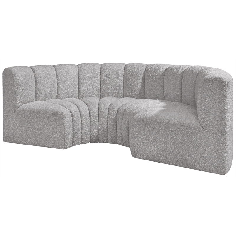 Bowery Hill Contemporary Grey Boucle Fabric Modular Sectional