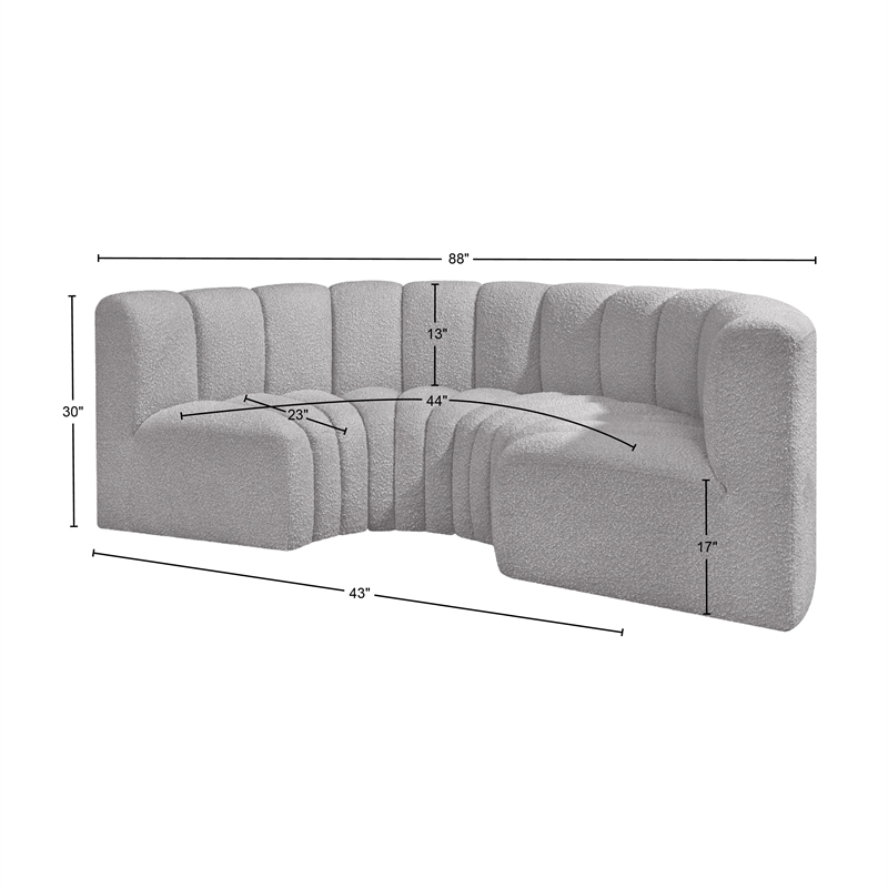 Bowery Hill Contemporary Grey Boucle Fabric Modular Sectional