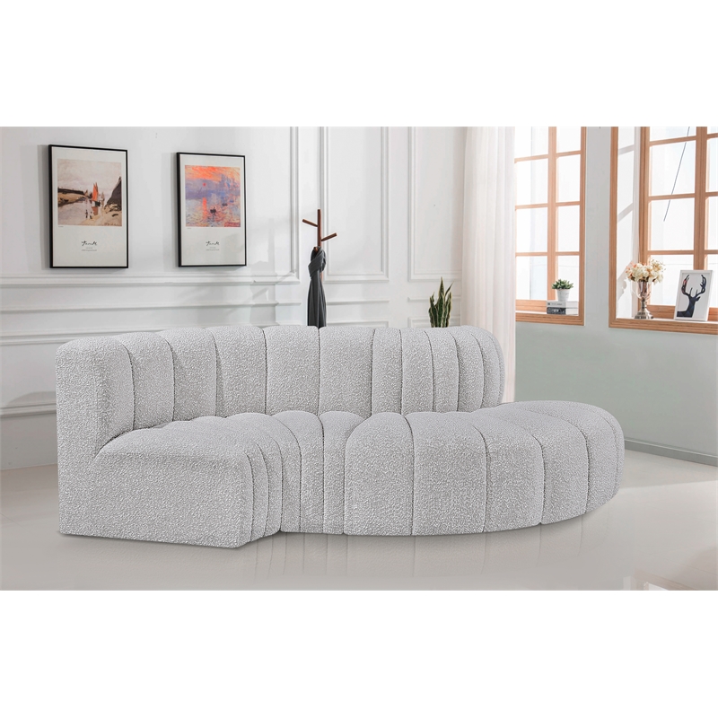 Bowery Hill Contemporary Grey Boucle Fabric Modular Sectional