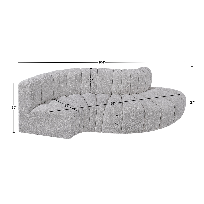 Bowery Hill Contemporary Grey Boucle Fabric Modular Sectional