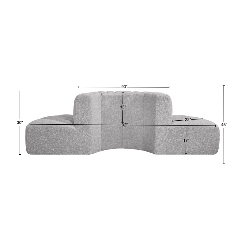 Bowery Hill Contemporary Grey Boucle Fabric Modular Sectional