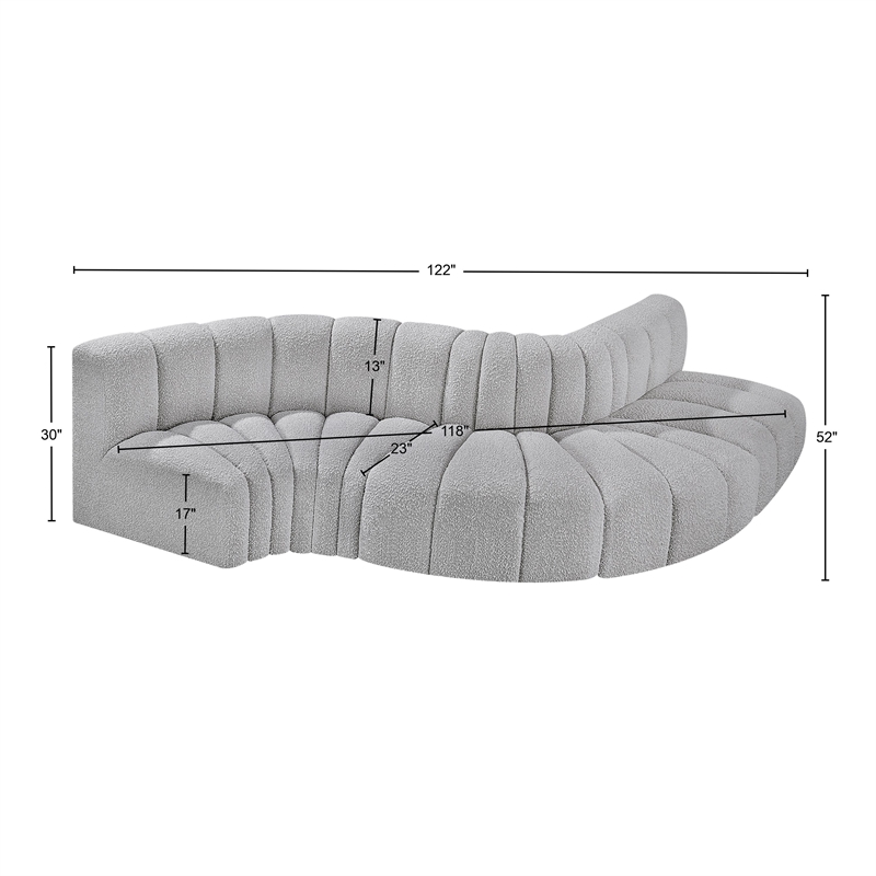 Bowery Hill Contemporary Grey Boucle Fabric Modular Sectional