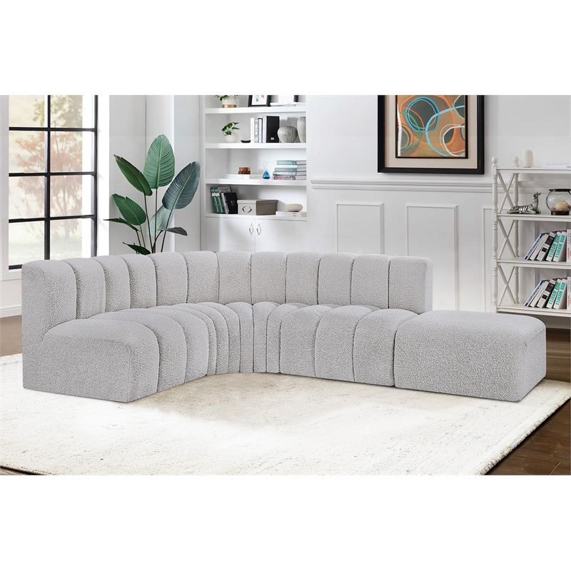 Bowery Hill Contemporary Grey Boucle Fabric Modular Sectional