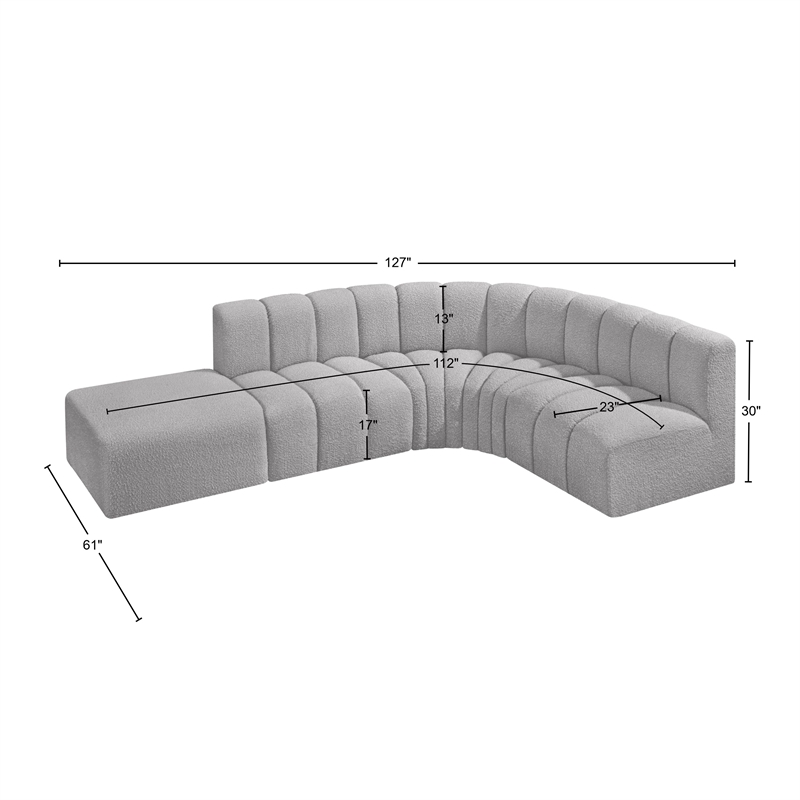 Bowery Hill Contemporary Grey Boucle Fabric Modular Sectional