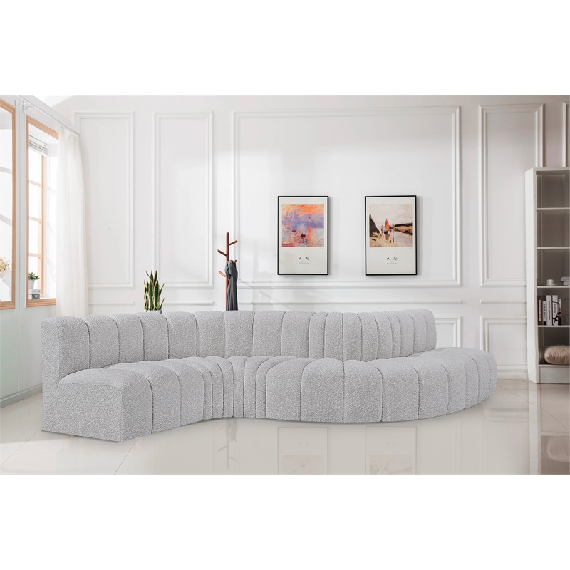 Bowery Hill Contemporary Grey Boucle Fabric Modular Sectional