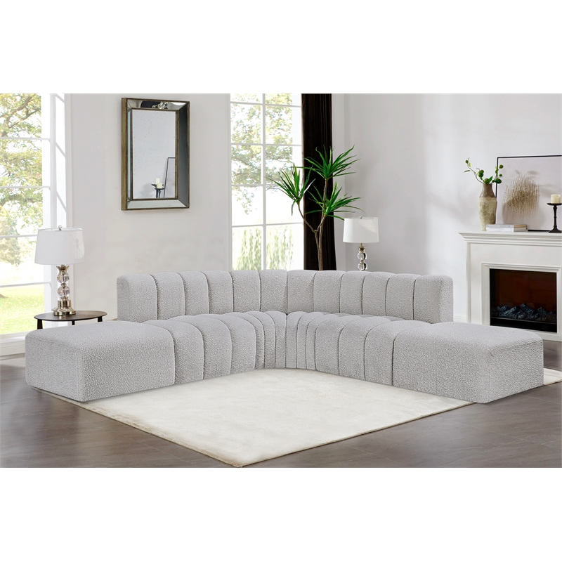 Bowery Hill Contemporary Grey Boucle Fabric Modular Sectional