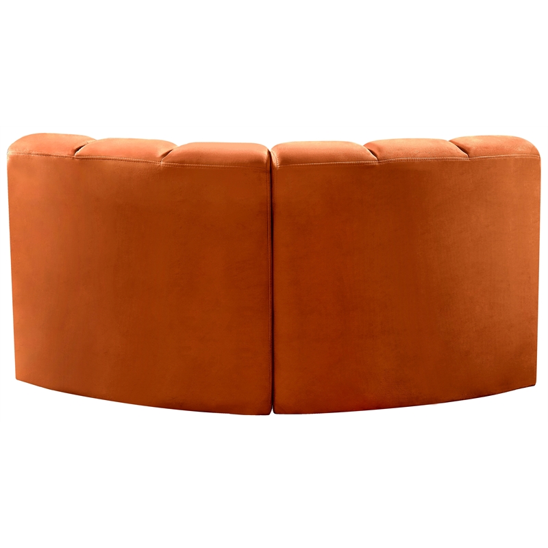 Bowery Hill Contemporary Soft Cognac Velvet Modular Sectional