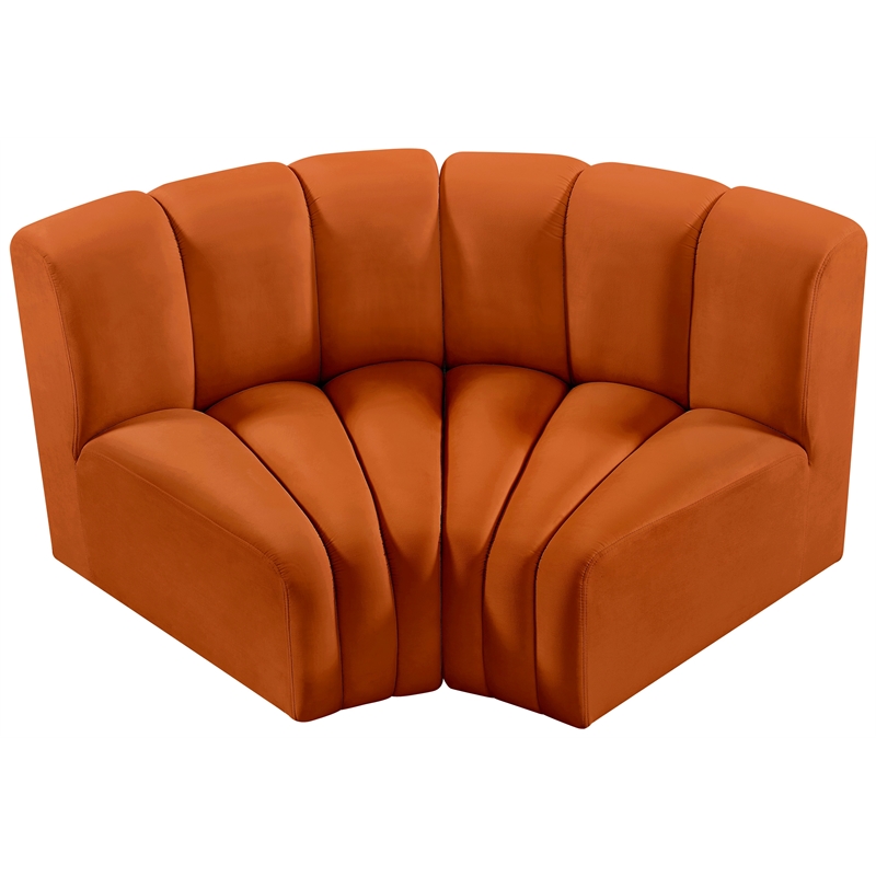 Bowery Hill Contemporary Soft Cognac Velvet Modular Sectional