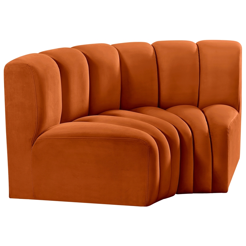 Bowery Hill Contemporary Soft Cognac Velvet Modular Sectional