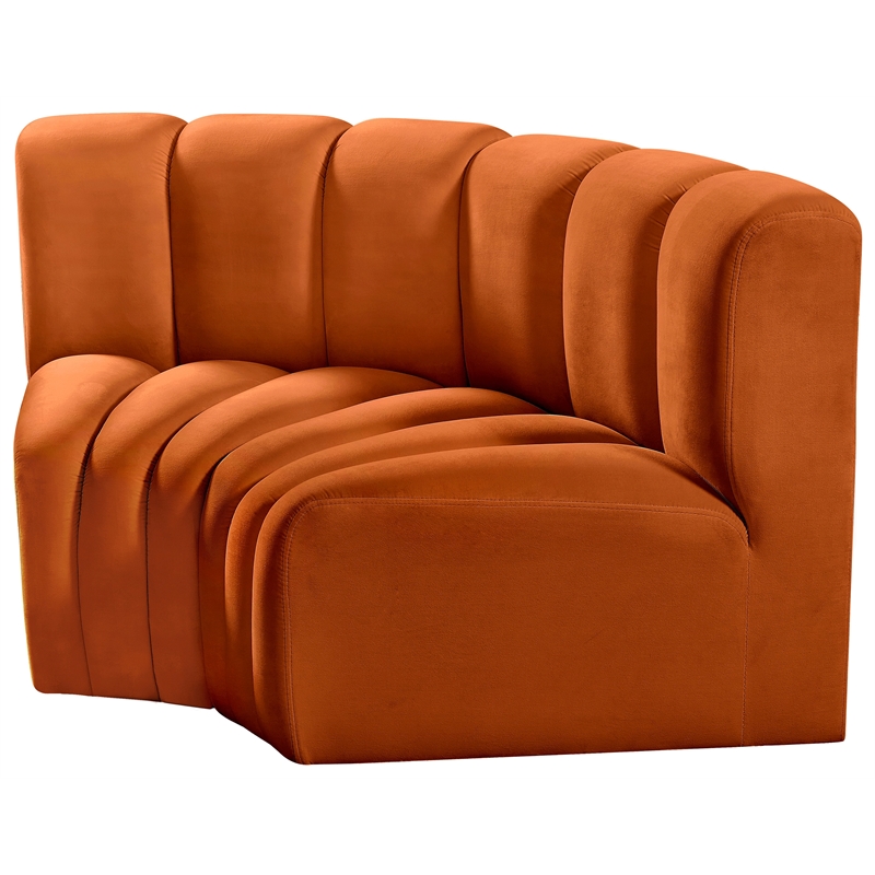 Bowery Hill Contemporary Soft Cognac Velvet Modular Sectional