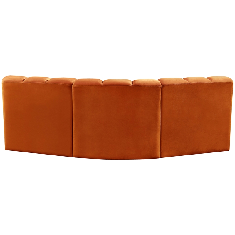 Bowery Hill Contemporary Soft Cognac Velvet Modular Sectional