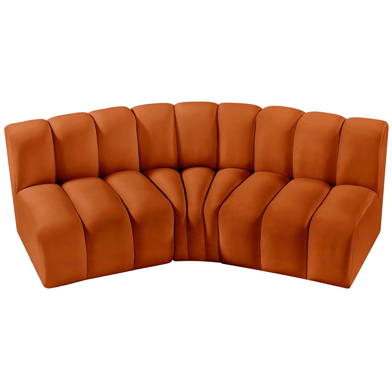 Bowery Hill Contemporary Soft Cognac Velvet Modular Sectional