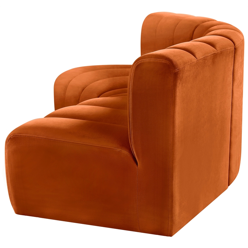 Bowery Hill Contemporary Soft Cognac Velvet Modular Sectional
