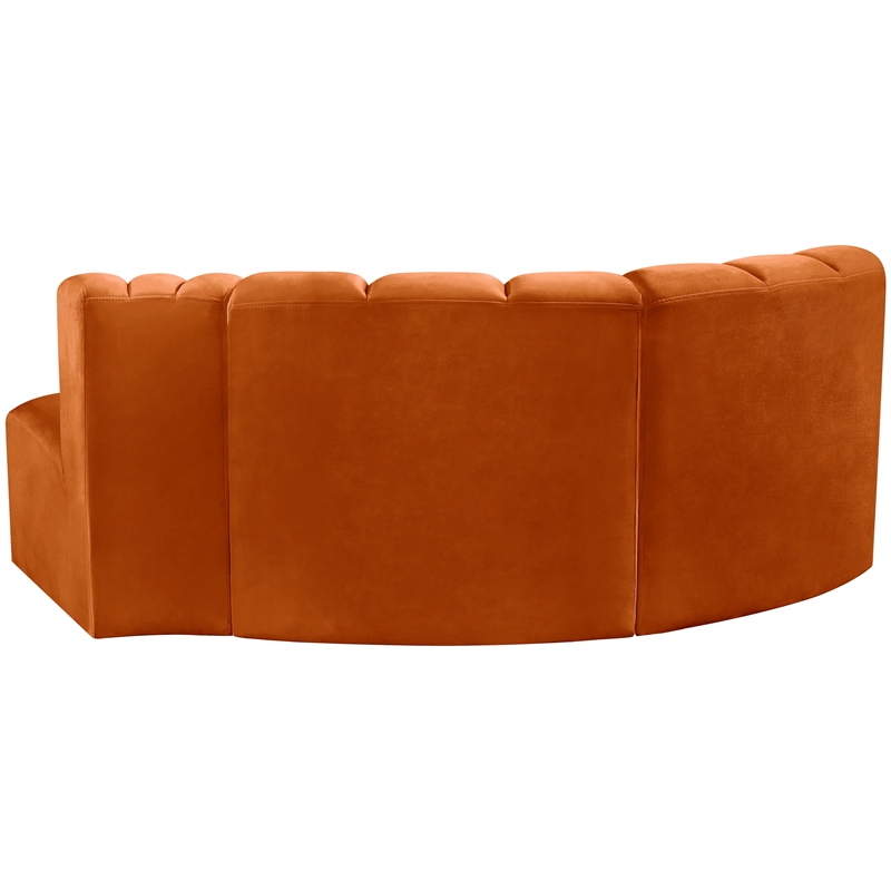 Bowery Hill Contemporary Soft Cognac Velvet Modular Sectional