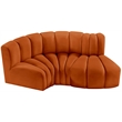Bowery Hill Contemporary Soft Cognac Velvet Modular Sectional