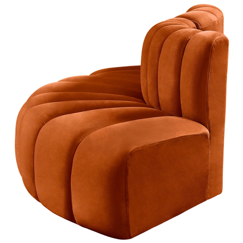 Bowery Hill Contemporary Soft Cognac Velvet Modular Sectional