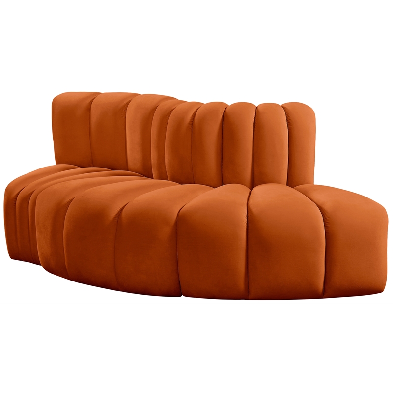 Bowery Hill Contemporary Soft Cognac Velvet Modular Sectional