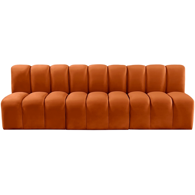 Bowery Hill Contemporary Soft Cognac Velvet Modular Sectional