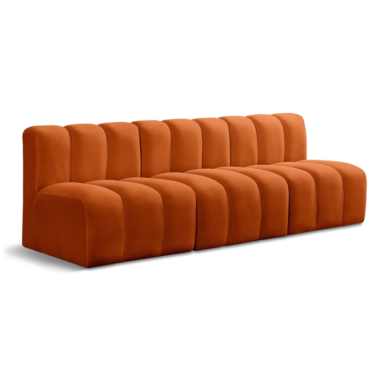 Bowery Hill Contemporary Soft Cognac Velvet Modular Sectional