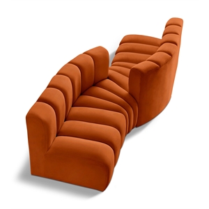 Bowery Hill Contemporary Soft Cognac Velvet Modular Sectional