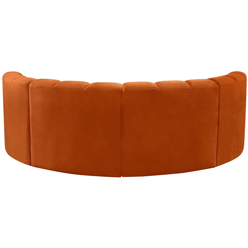 Bowery Hill Contemporary Soft Cognac Velvet Modular Sectional
