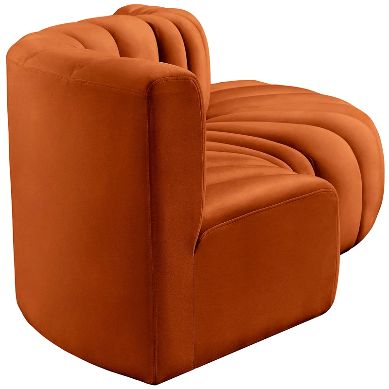 Bowery Hill Contemporary Soft Cognac Velvet Modular Sectional