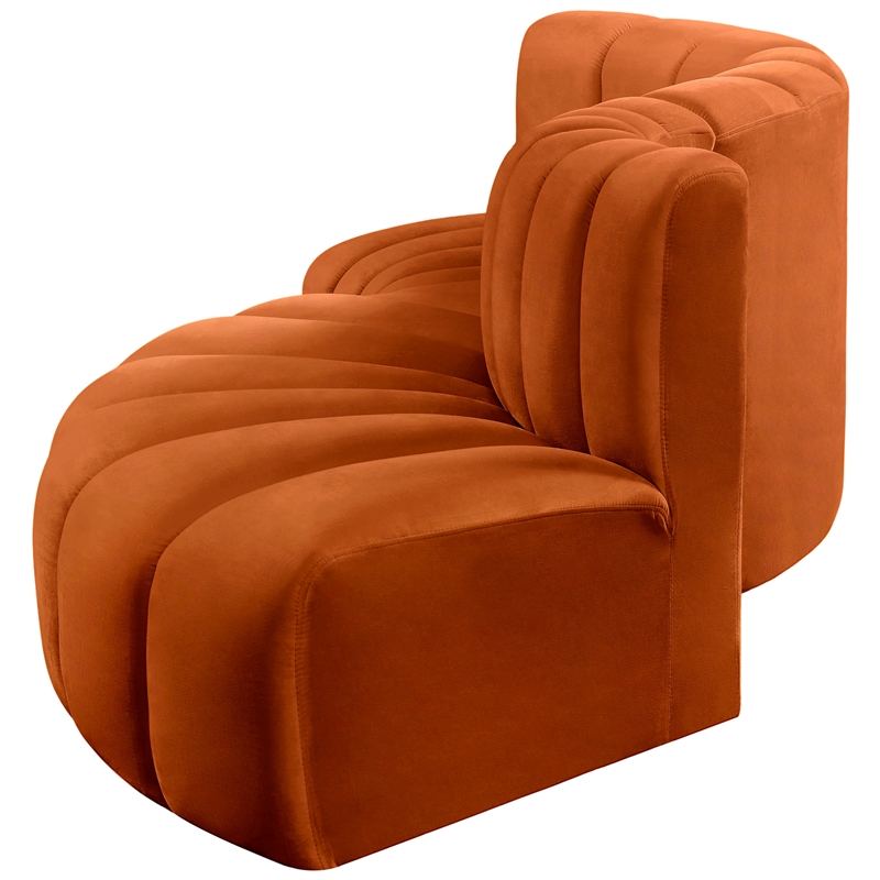 Bowery Hill Contemporary Soft Cognac Velvet Modular Sectional