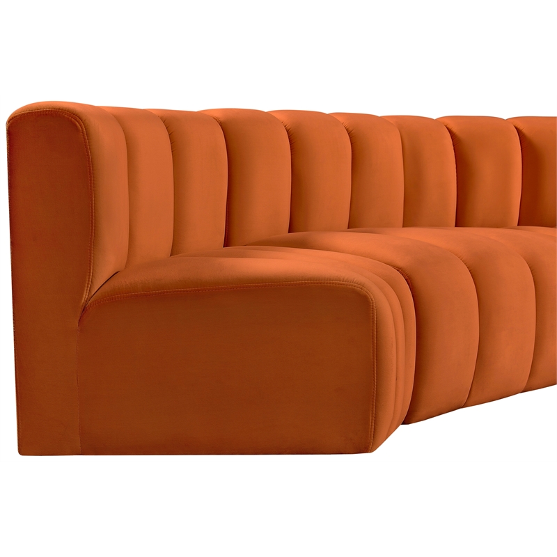 Bowery Hill Contemporary Soft Cognac Velvet Modular Sectional