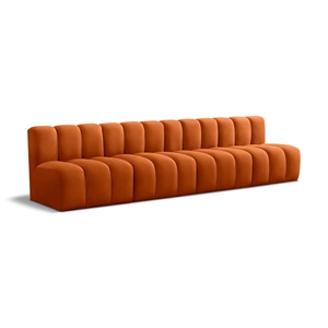 Bowery Hill Contemporary Soft Cognac Velvet Modular Sectional