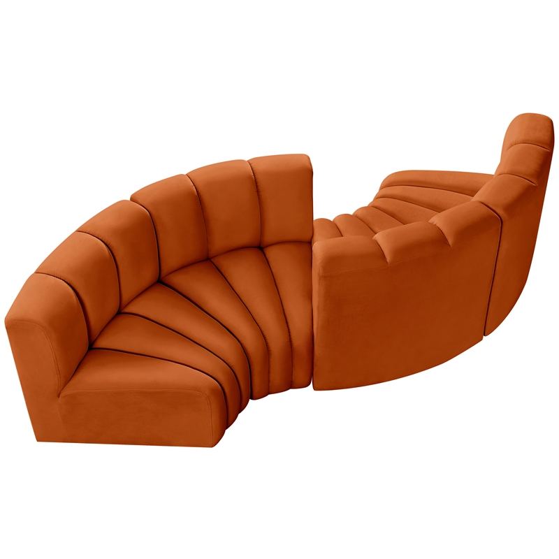 Bowery Hill Contemporary Soft Cognac Velvet Modular Sectional