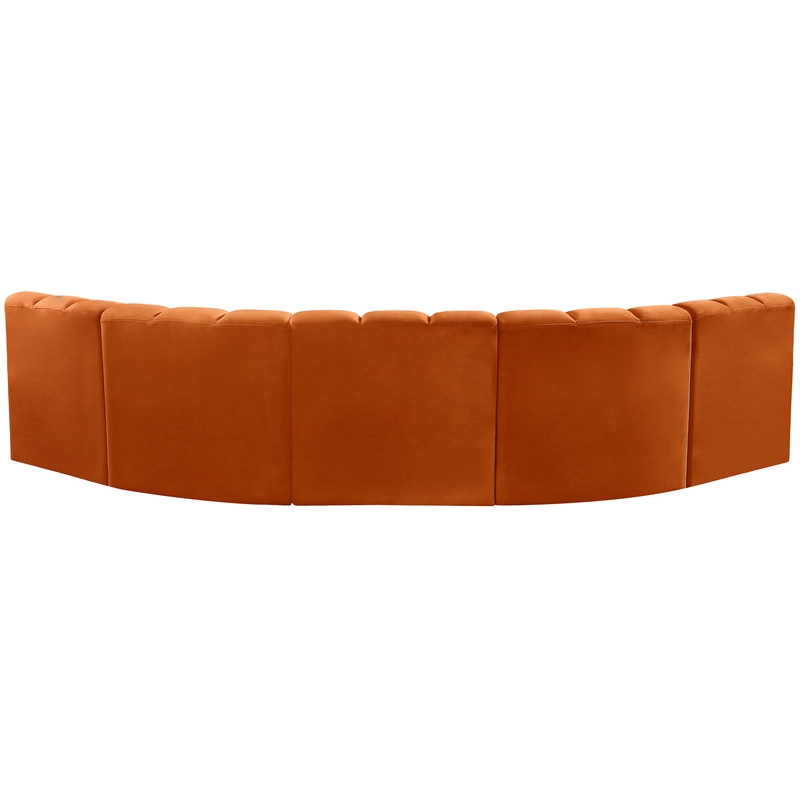 Bowery Hill Contemporary Soft Cognac Velvet Modular Sectional