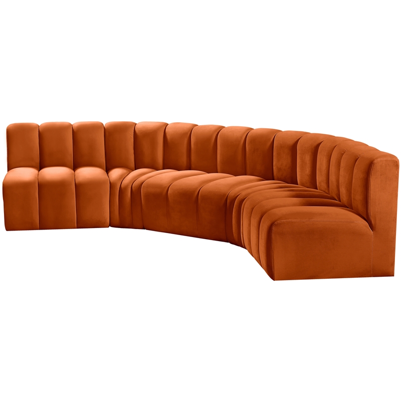 Bowery Hill Contemporary Soft Cognac Velvet Modular Sectional