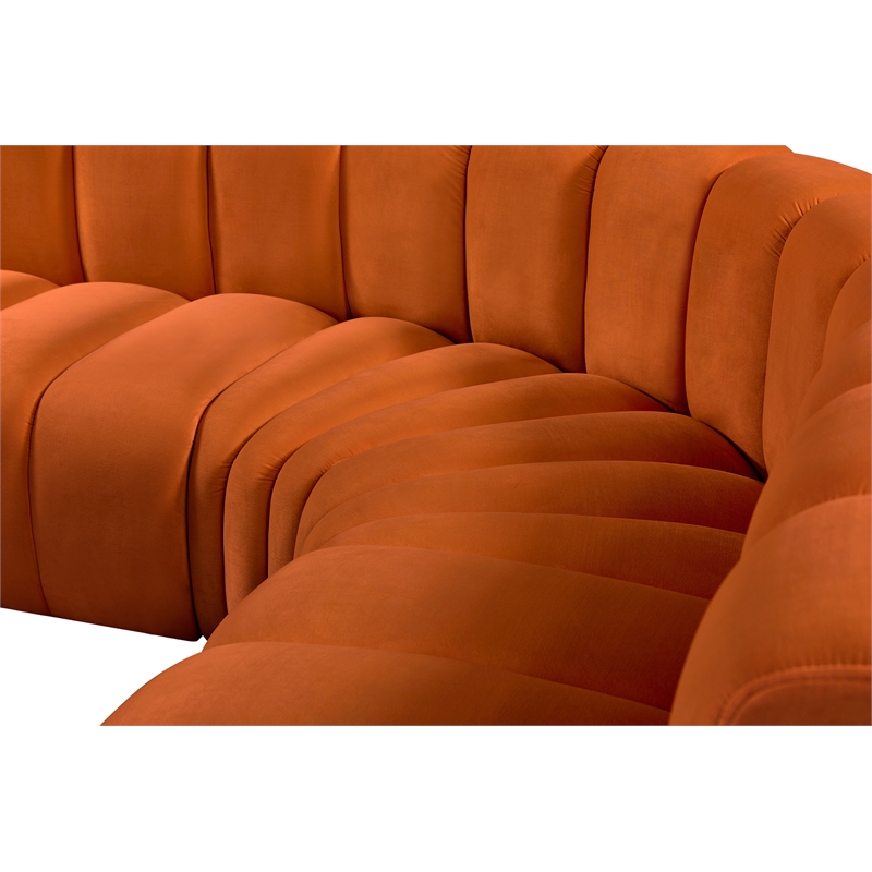 Bowery Hill Contemporary Soft Cognac Velvet Modular Sectional