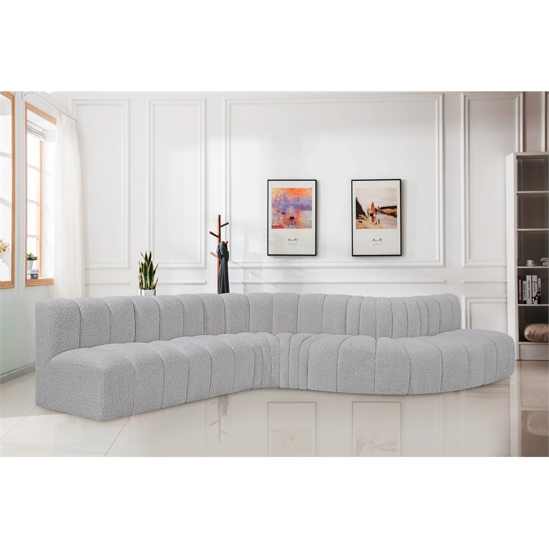 Bowery Hill Contemporary Grey Boucle Fabric Modular Sectional