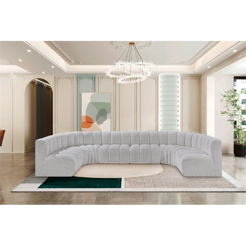 Bowery Hill Contemporary Grey Boucle Fabric Modular Sectional