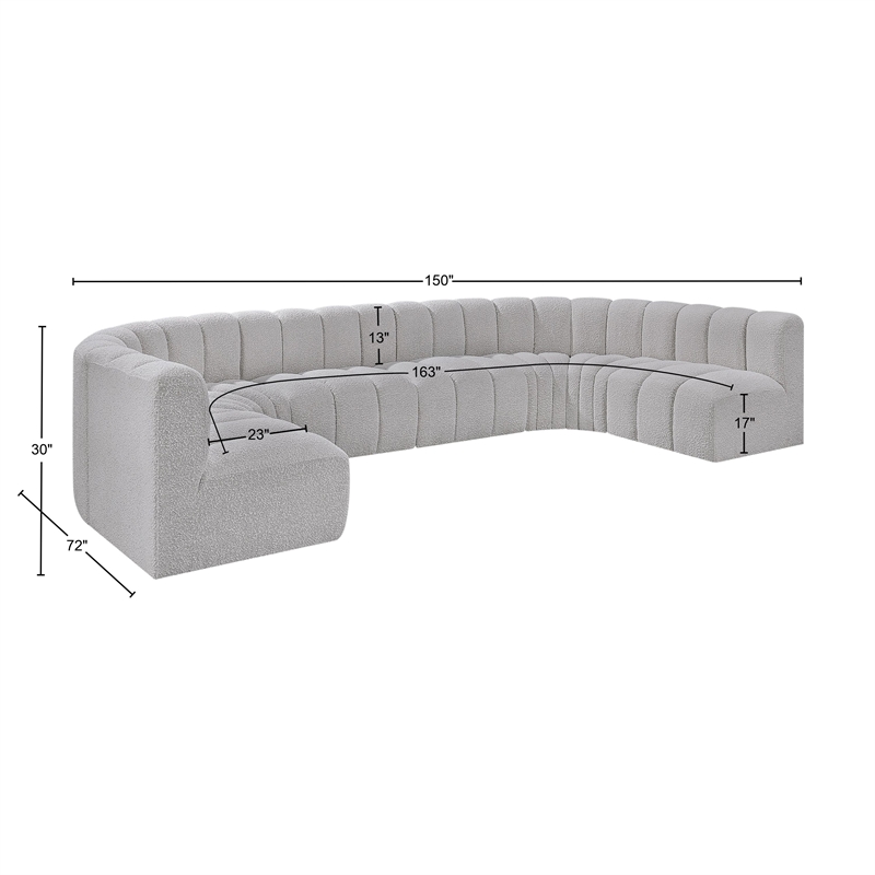 Bowery Hill Contemporary Grey Boucle Fabric Modular Sectional